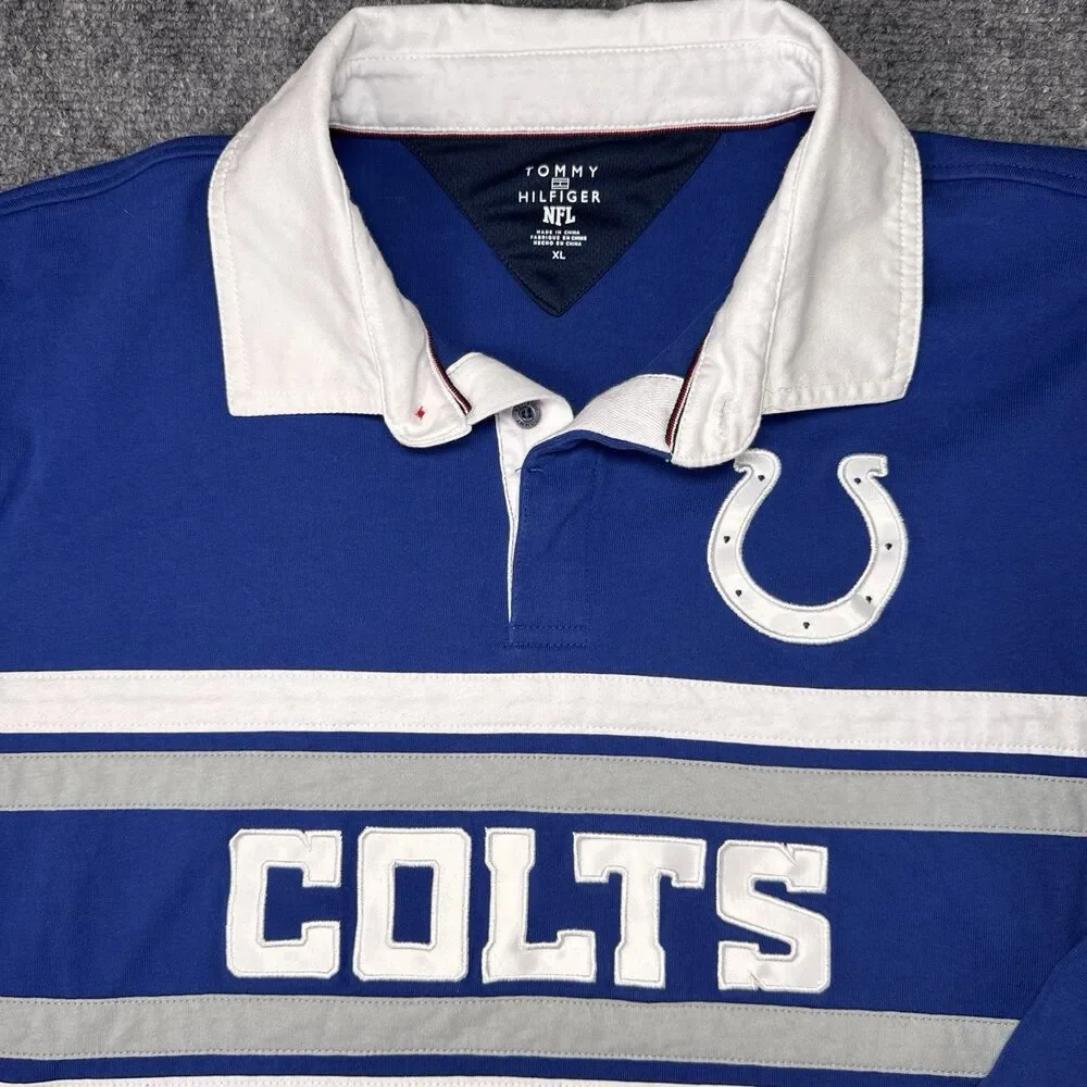 Indianapolis Colts Tommy Hilfiger NFL Long Sleeve Rugby Polo Shirt Men’s XL